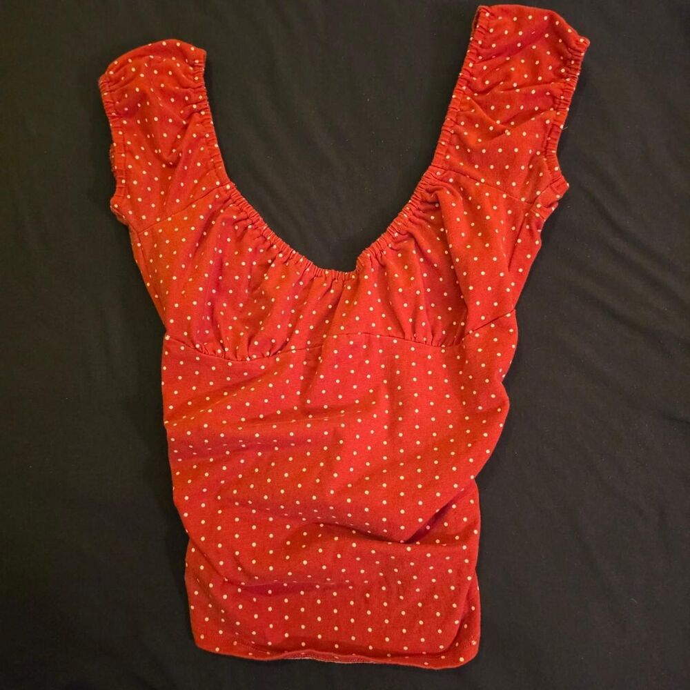 Wild Fable Red and WhitePolka Dot Off Shoulder Blouse